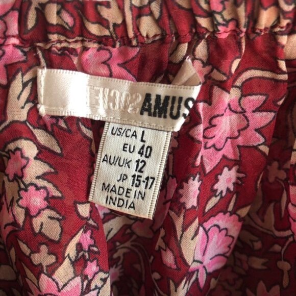 Amuse Society Lets Flounce Woven Top Large Floral Red Pink Summer - Picture 5 of 8